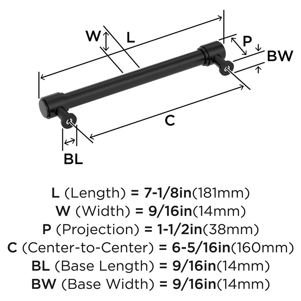 160mm Faircrest Cabinet Pull, Matte Black Alt 1 - Image