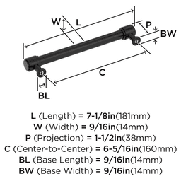160mm Faircrest Cabinet Pull, Matte Black Alt 1 - Image