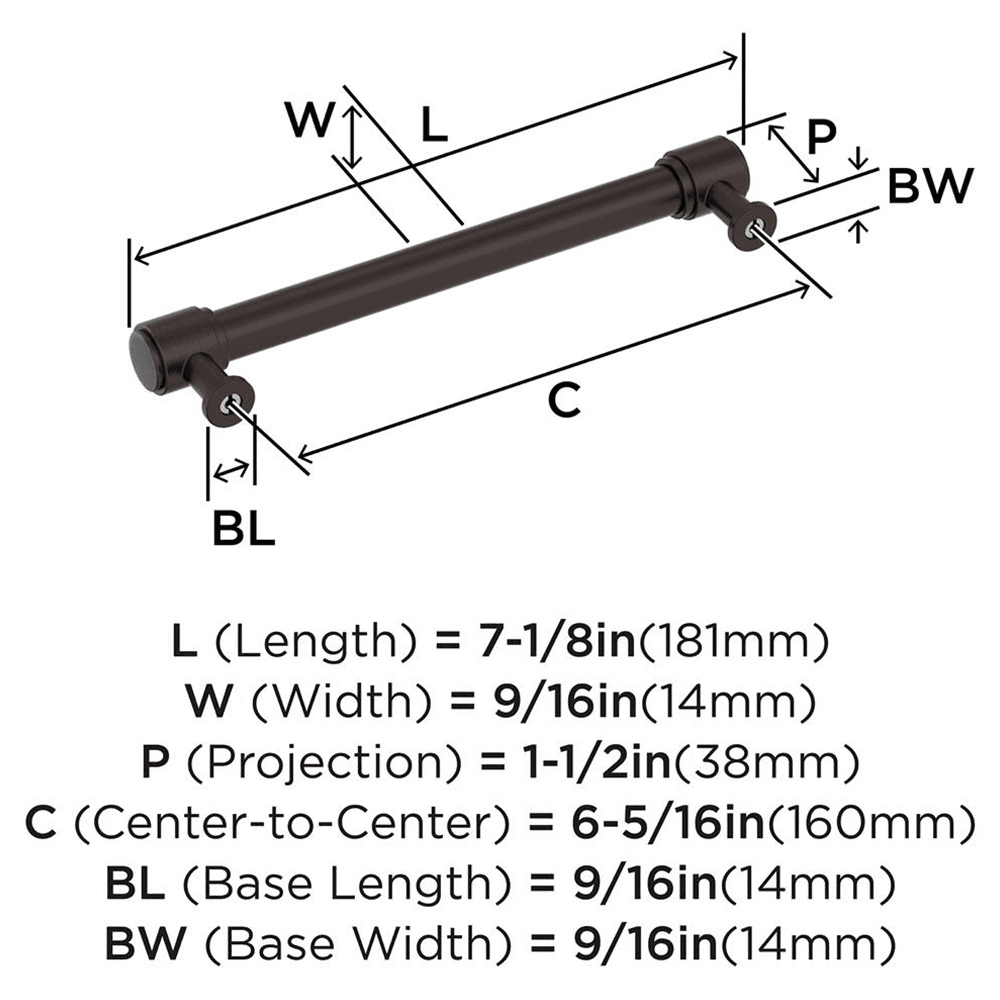 160mm Faircrest Cabinet Pull, Oil-Rubbed Bronze Alt 1 - Image