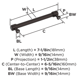 160mm Faircrest Cabinet Pull, Oil-Rubbed Bronze Alt 1 - Image