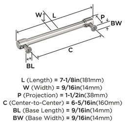 160mm Faircrest Cabinet Pull, Polished Nickel Alt 1 - Image
