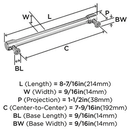 192mm Faircrest Cabinet Pull, Polished Chrome Alt 1 - Image