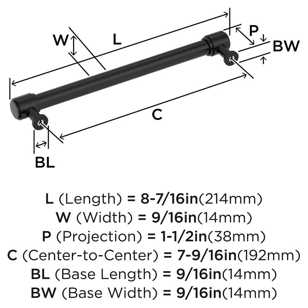 192mm Faircrest Cabinet Pull, Matte Black Alt 1 - Image