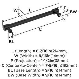 192mm Faircrest Cabinet Pull, Matte Black Alt 1 - Image