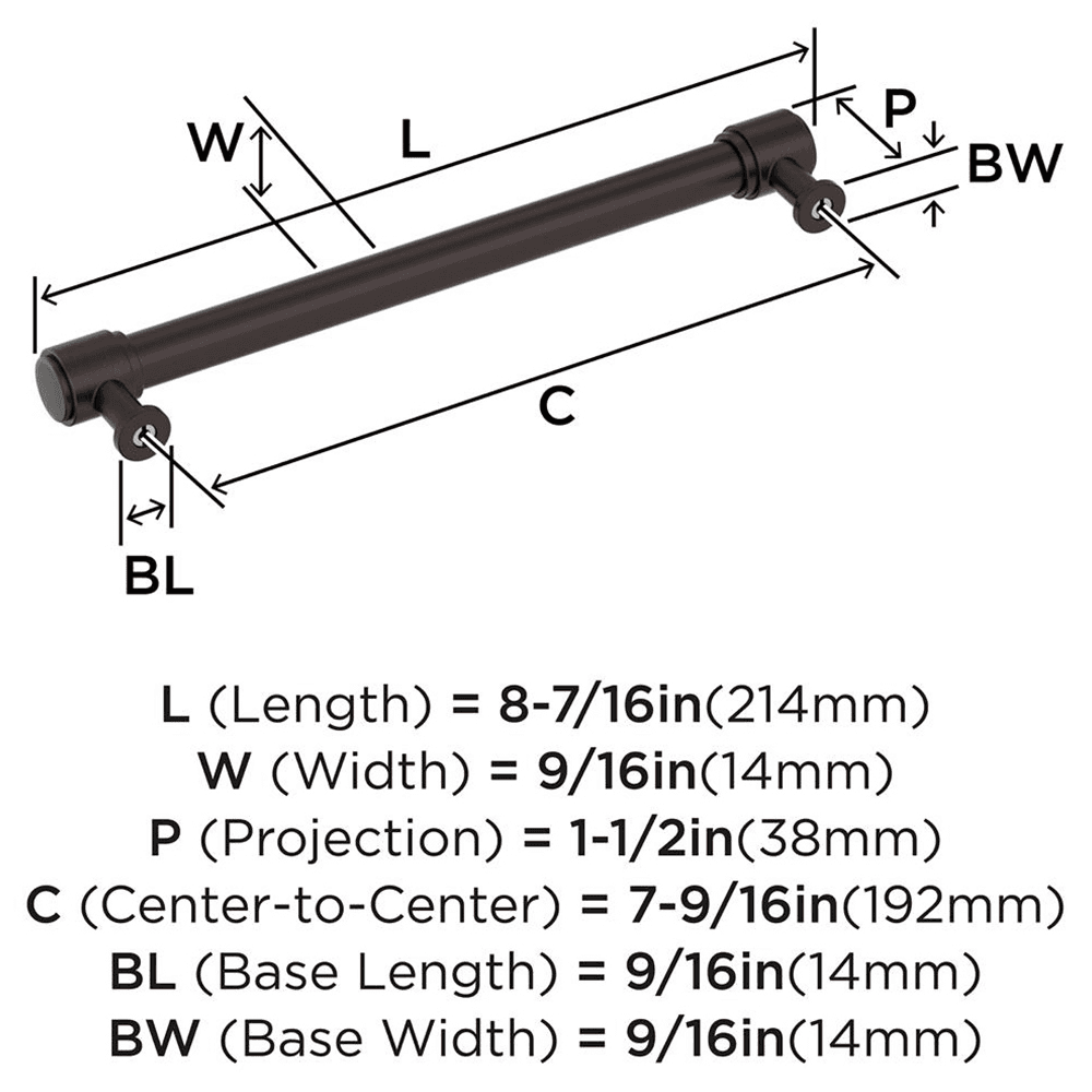 192mm Faircrest Cabinet Pull, Oil-Rubbed Bronze Alt 1 - Image