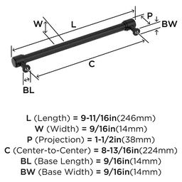 224mm Faircrest Cabinet Pull, Matte Black Alt 1 - Image