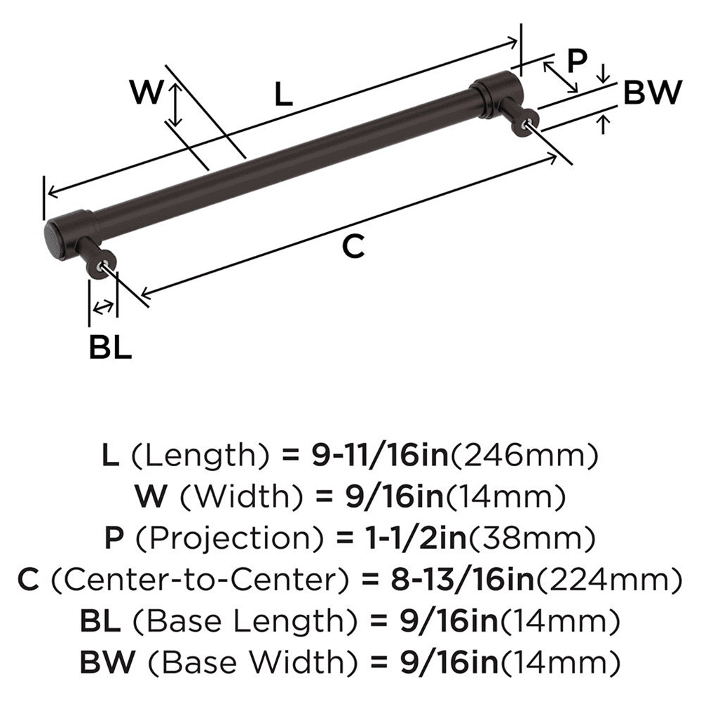 224mm Faircrest Cabinet Pull, Oil-Rubbed Bronze Alt 1 - Image