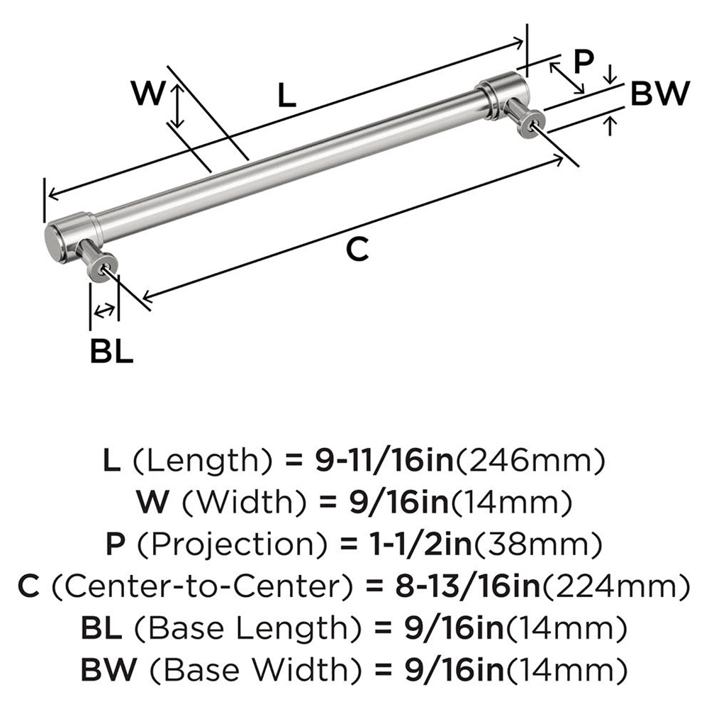 224mm Faircrest Cabinet Pull, Polished Nickel Alt 1 - Image