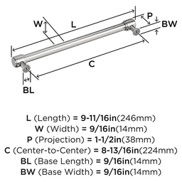 224mm Faircrest Cabinet Pull, Polished Nickel Alt 1 - Image