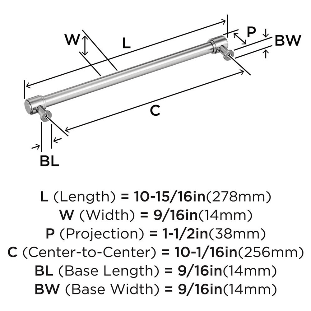 256mm Faircrest Cabinet Pull, Polished Chrome Alt 1 - Image