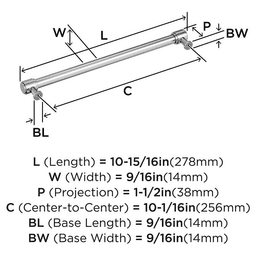 256mm Faircrest Cabinet Pull, Polished Chrome Alt 1 - Image