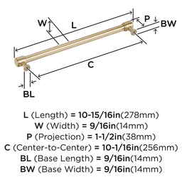 256mm Faircrest Cabinet Pull, Golden Champagne Alt 1 - Image