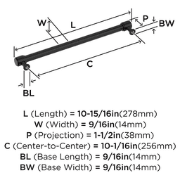 256mm Faircrest Cabinet Pull, Matte Black Alt 1 - Image