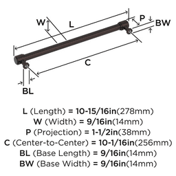256mm Faircrest Cabinet Pull, Oil-Rubbed Bronze Alt 1 - Image