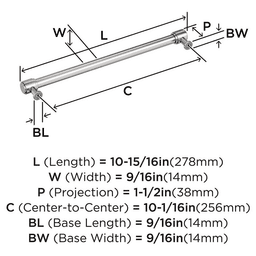 256mm Faircrest Cabinet Pull, Polished Nickel Alt 1 - Image