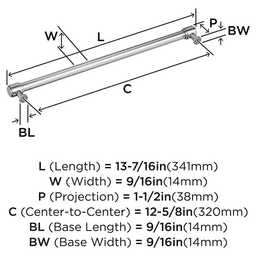 320mm Faircrest Cabinet Pull, Polished Chrome Alt 1 - Image