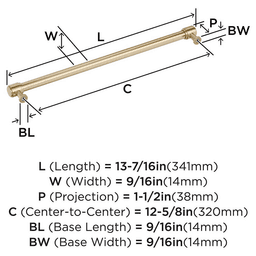 320mm Faircrest Cabinet Pull, Golden Champagne Alt 1 - Image
