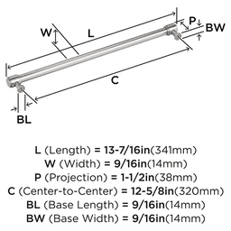 320mm Faircrest Cabinet Pull, Satin Nickel Alt 1 - Image