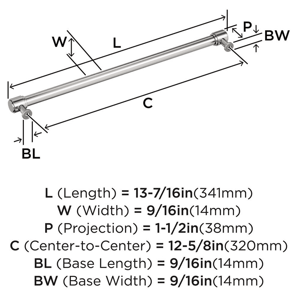 320mm Faircrest Cabinet Pull, Polished Nickel Alt 1 - Image