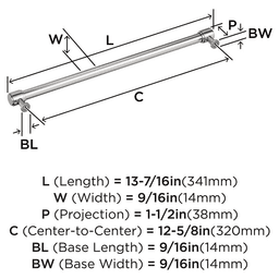 320mm Faircrest Cabinet Pull, Polished Nickel Alt 1 - Image