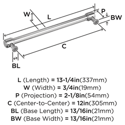 305mm Faircrest Appliance Pull, Polished Chrome Alt 1 - Image