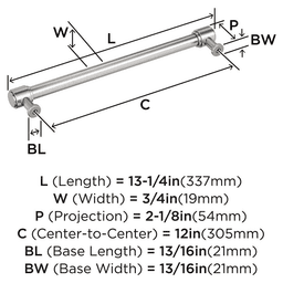 305mm Faircrest Appliance Pull, Satin Nickel Alt 1 - Image