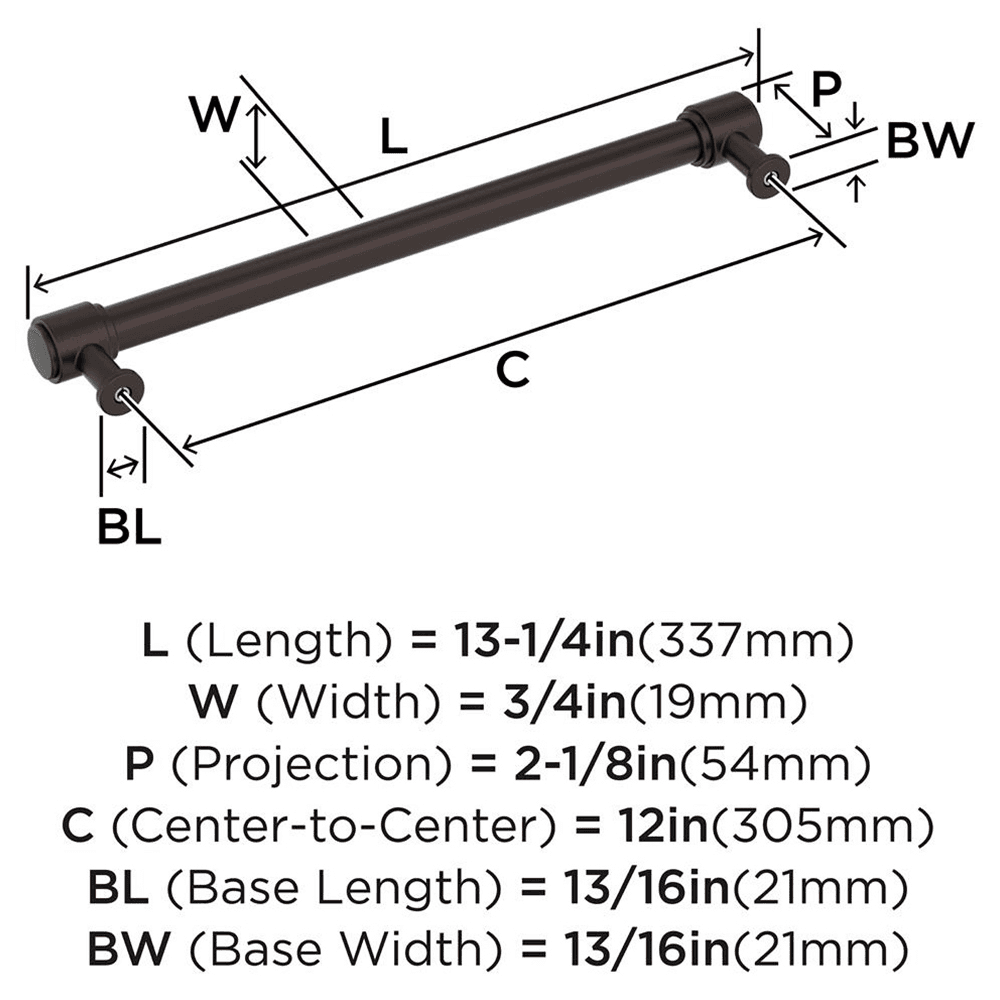 305mm Faircrest Appliance Pull, Oil-Rubbed Bronze Alt 1 - Image