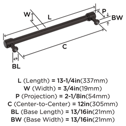 305mm Faircrest Appliance Pull, Oil-Rubbed Bronze Alt 1 - Image