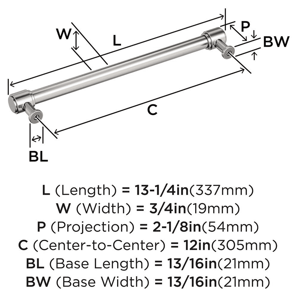 305mm Faircrest Appliance Pull, Polished Nickel Alt 1 - Image