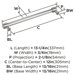 305mm Faircrest Appliance Pull, Polished Nickel Alt 1 - Image