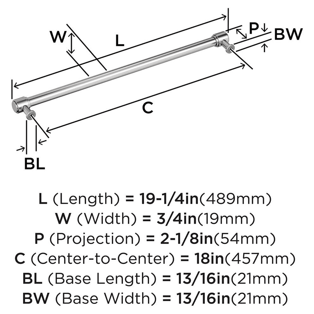 457mm Faircrest Appliance Pull, Polished Chrome Alt 1 - Image