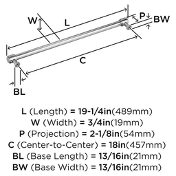 457mm Faircrest Appliance Pull, Polished Chrome Alt 1 - Image