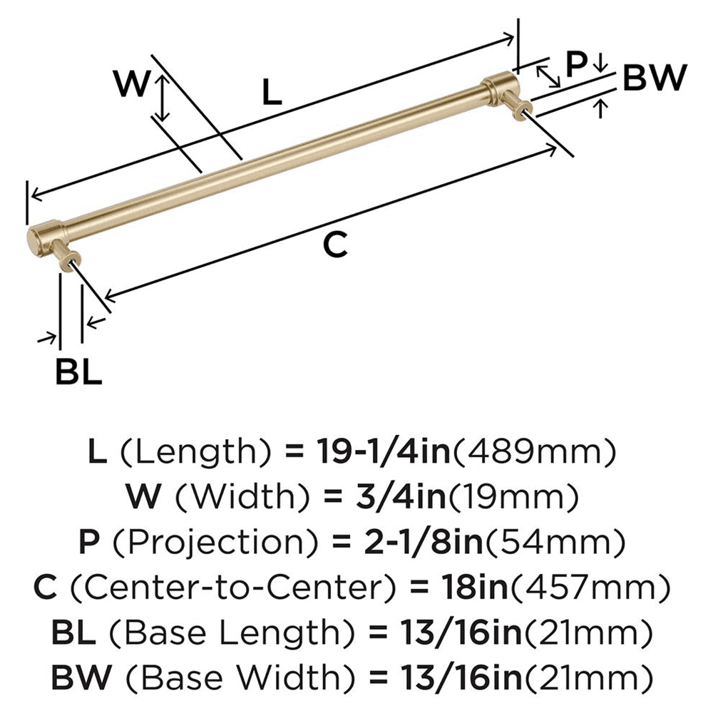 457mm Faircrest Appliance Pull, Golden Champagne Alt 1 - Image