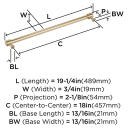 457mm Faircrest Appliance Pull, Golden Champagne Alt 1 - Image
