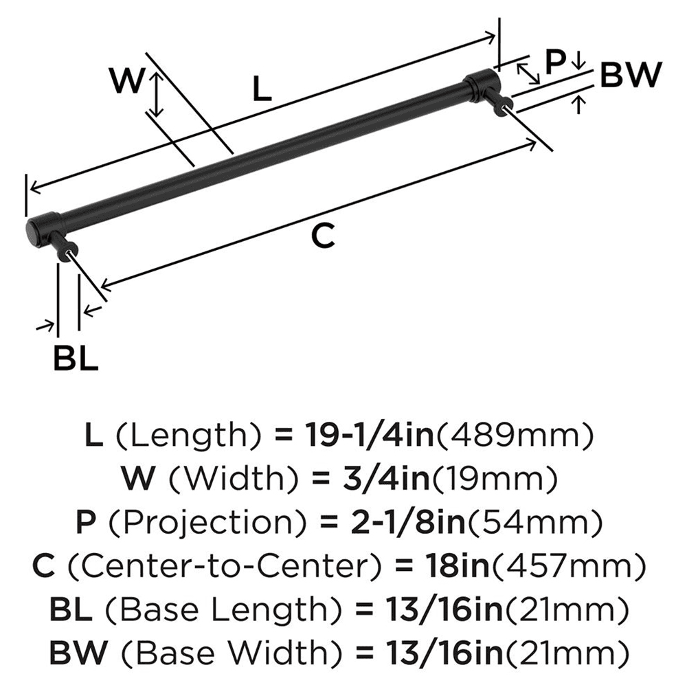 457mm Faircrest Appliance Pull, Matte Black Alt 1 - Image