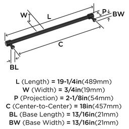 457mm Faircrest Appliance Pull, Matte Black Alt 1 - Image