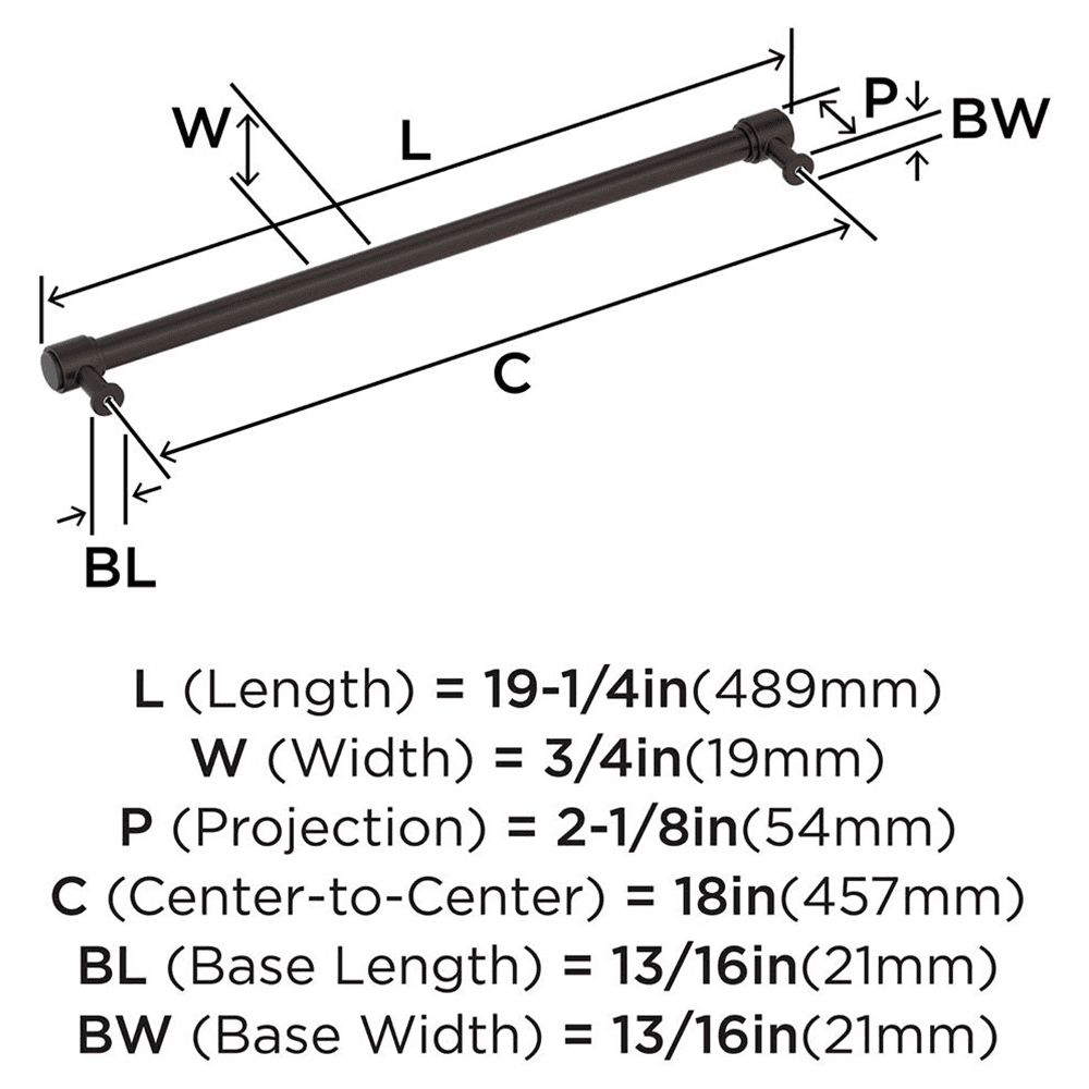 457mm Faircrest Appliance Pull, Oil-Rubbed Bronze Alt 1 - Image