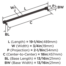 457mm Faircrest Appliance Pull, Oil-Rubbed Bronze Alt 1 - Image