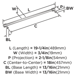 457mm Faircrest Appliance Pull, Polished Nickel Alt 1 - Image