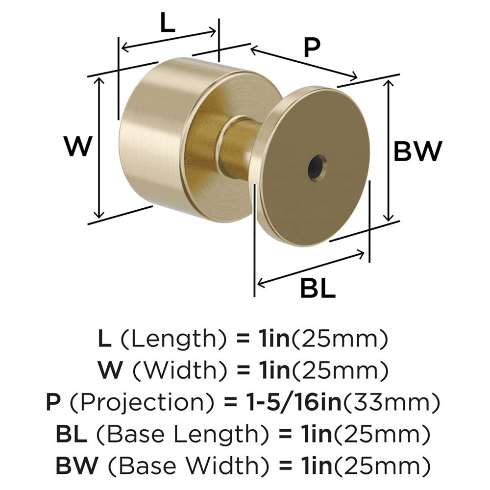 1" Balon Cabinet Knob, Golden Champagne Alt 1 - Image