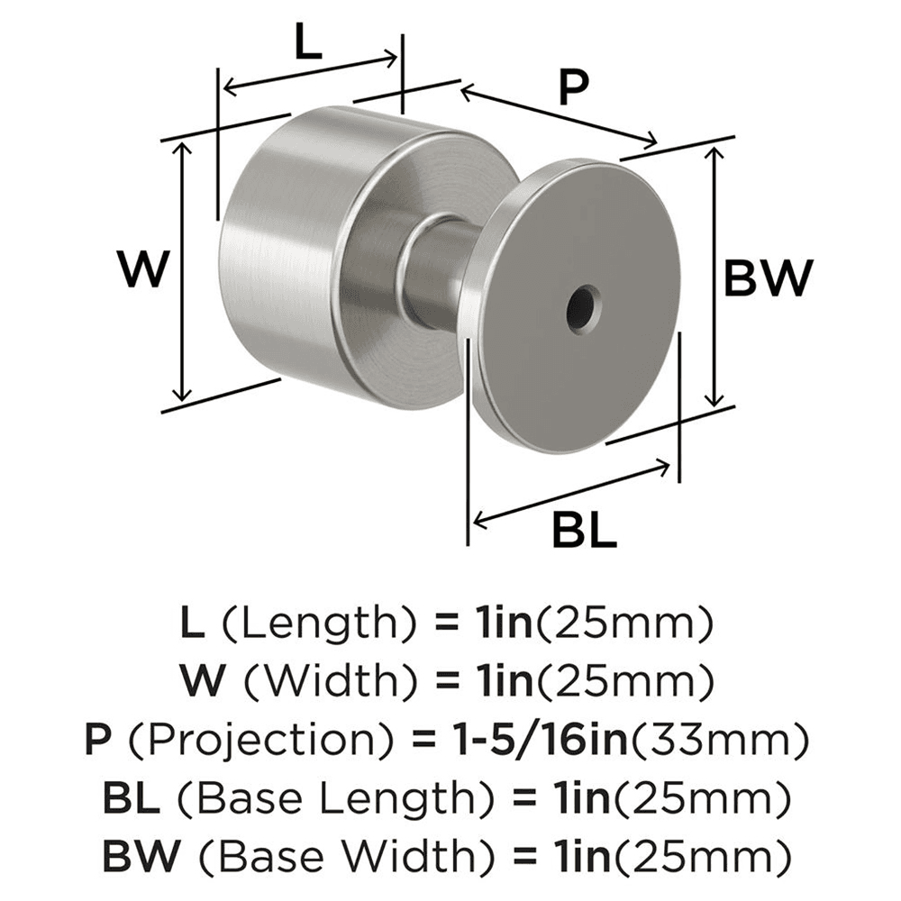 1" Balon Cabinet Knob, Satin Nickel Alt 1 - Image