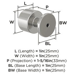 1" Balon Cabinet Knob, Satin Nickel Alt 1 - Image