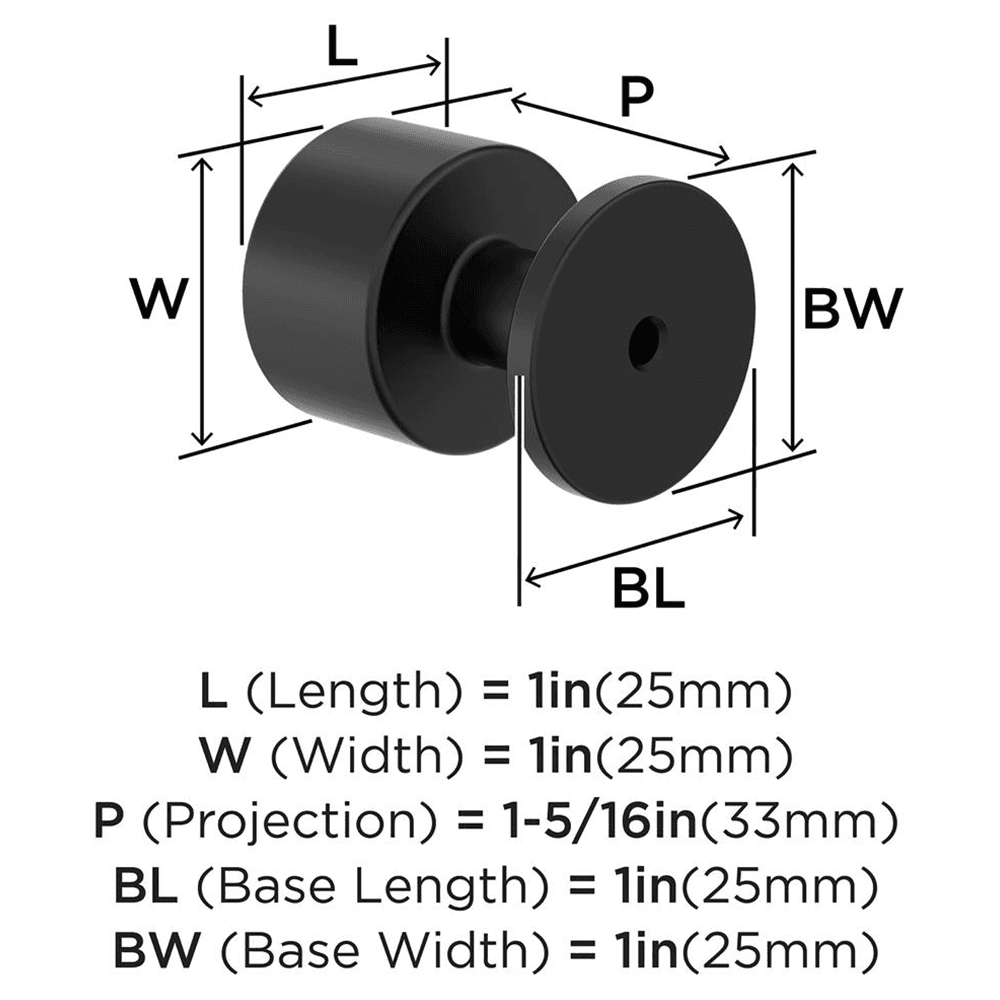 1" Balon Cabinet Knob, Matte Black Alt 1 - Image