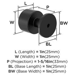 1" Balon Cabinet Knob, Matte Black Alt 1 - Image