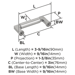76mm Balon Cabinet Pull, Satin Nickel Alt 1 - Image