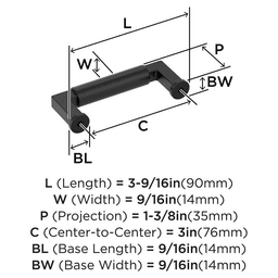 76mm Balon Cabinet Pull, Matte Black Alt 1 - Image