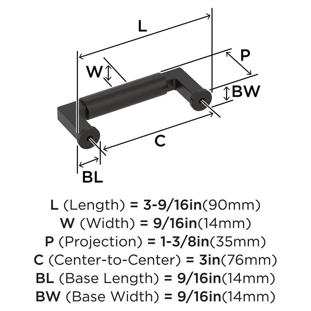 76mm Balon Cabinet Pull, Oil-Rubbed Bronze Alt 1 - Image