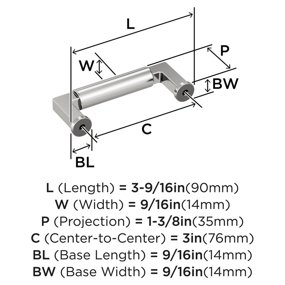 76mm Balon Cabinet Pull, Polished Nickel Alt 1 - Image