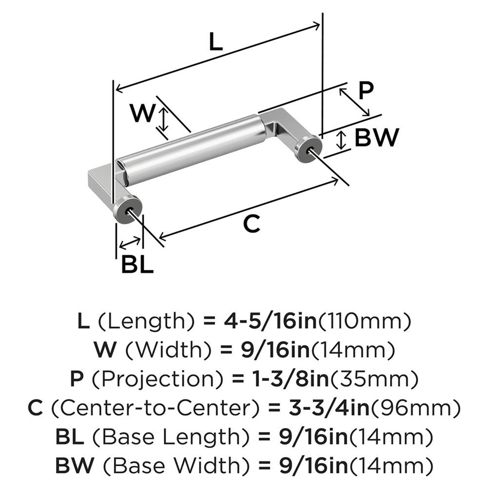 96mm Balon Cabinet Pull, Polished Chrome Alt 1 - Image