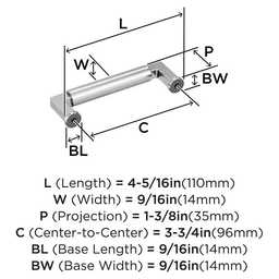 96mm Balon Cabinet Pull, Polished Chrome Alt 1 - Image